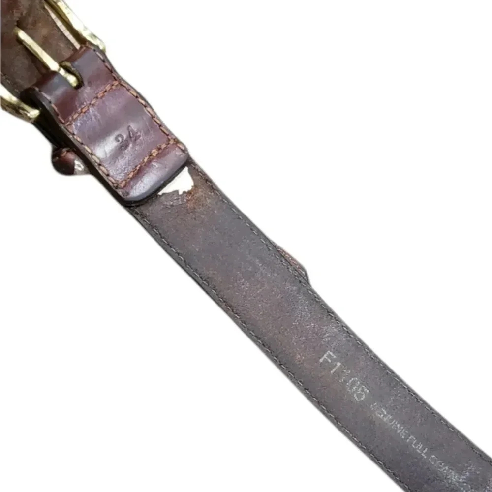Brown Leather Braided Belt 34